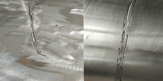 钢质修补剂帮助客户解决矿山设备不锈钢板表面3mm划痕问题
